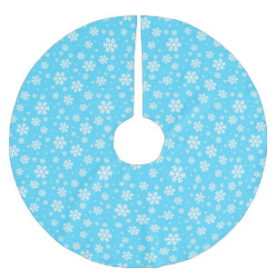 Weiße Schneeflocken im hellblauen Wintermuster Polyester Weihnachtsbaumdecke