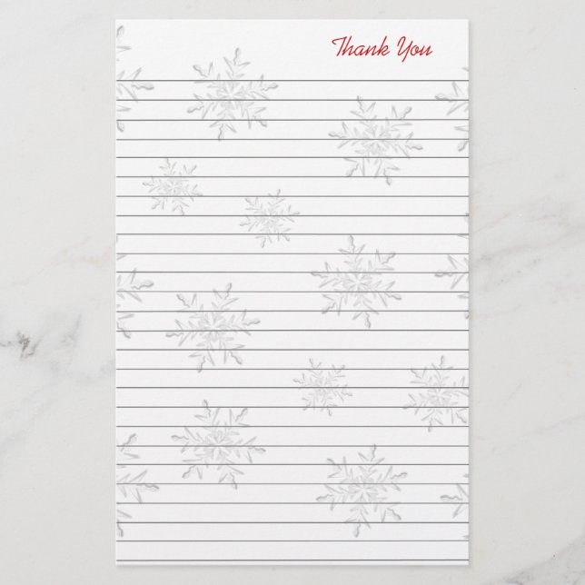 Weiße Schneeflocken Linierte Weihnachten Danke Pap Briefpapier (Vorderseite)