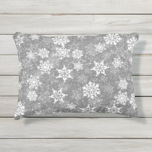 Weiße Schneeflocken Luxuriös Grau Elegantes Weihna Kissen Für Draußen