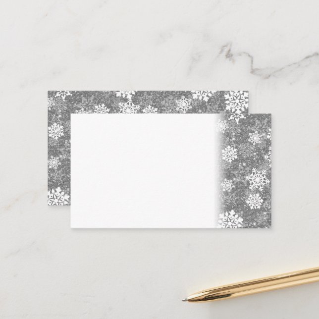 Weiße Schneeflocken Luxuriöse Gray Elegante Weihna Terminkarte (Vorderseite/Rückseite Beispiel)