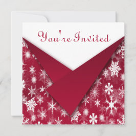Weiße Schneeflocken mit Red Holiday Party Einladun Einladung