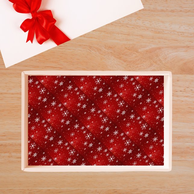 Weiße Schneeflocken mit rotem Hintergrundpapier Seidenpapier (White Snowflakes with Red Background Tissue Paper)