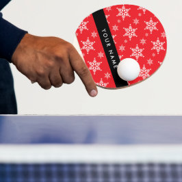 Weiße Schneeflocken, Rot, Ihr Name, Personalisiere Tischtennis Schläger