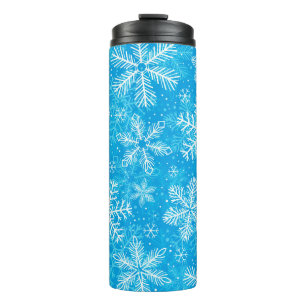 Weiße Schneeflocken Thermosbecher