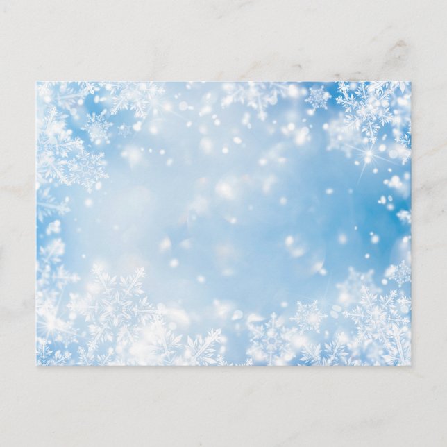 Weiße Schneeflocken über dem blauen Hintergrund Wi Postkarte (Vorderseite)