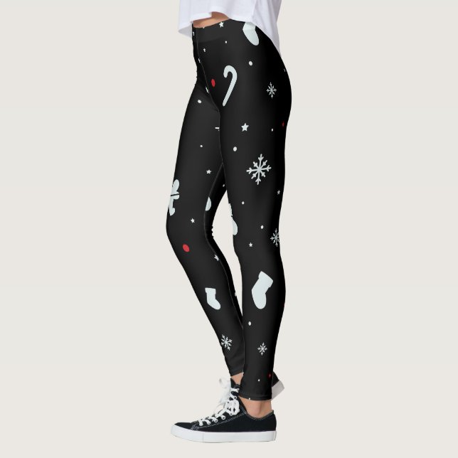 Weiße Schneeflocken Weihnachten Leggings für Fraue (Links)