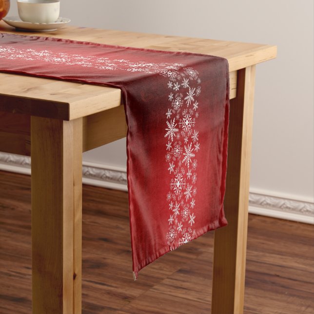 Weiße Schneeflocken, Weihnachtsläufertischdecke Kurzer Tischläufer (Beispiel)