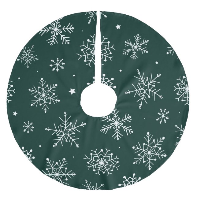 Weiße Schneeflocken Winterurlaub Landschaft Polyester Weihnachtsbaumdecke (Vorderseite)