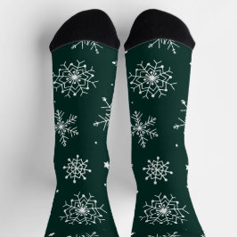 Weiße Schneeflocken Winterurlaub Landschaft Socken