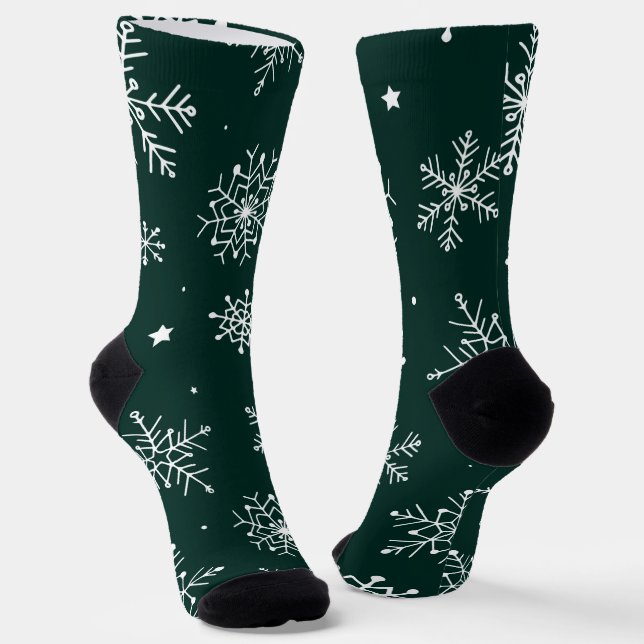 Weiße Schneeflocken Winterurlaub Landschaft Socken (Gewinkelt)