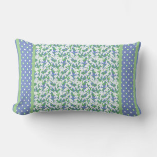 Weiße Schneeröcke und Polka Dots Blau und Grün Lendenkissen