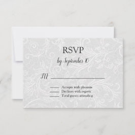 Weiße Schnörkel Hochzeit RSVP Karte