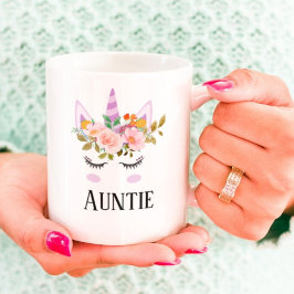 Weiße Schrift vereint Blumenwatte Kaffeetasse
