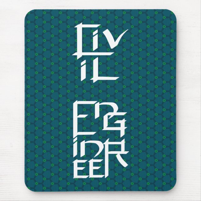 Weiße Schriftzeichen des zivilen Ingenieurs Mousepad (Vorne)