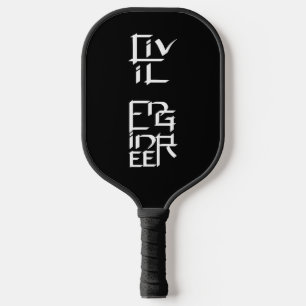 Weiße Schriftzeichen des zivilen Ingenieurs Pickleball Schläger