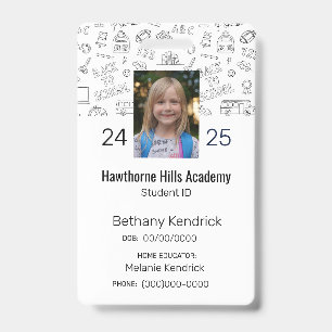 Weiße Schul-Symbole Homeschool Student ID-Ausweis Ausweis