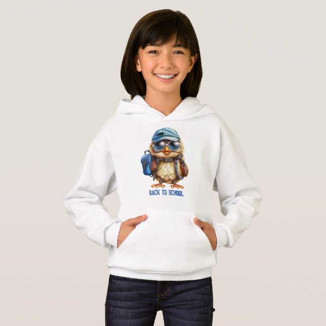 Weiße Schüssel mit blauem Rucksack, Hüten und Auge Hoodie (Vorne ganz)