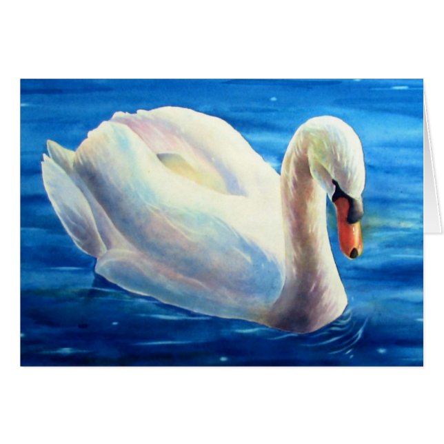 Weiße Schwan Aquarellmalerei, Wasservögel, Vögel (Vorderseite (Horizontal))