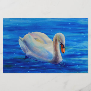 Weiße Schwan Aquarellmalerei, Wasservögel, Vögel Briefpapier
