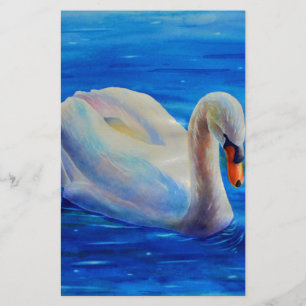Weiße Schwan Aquarellmalerei, Wasservögel, Vögel Briefpapier