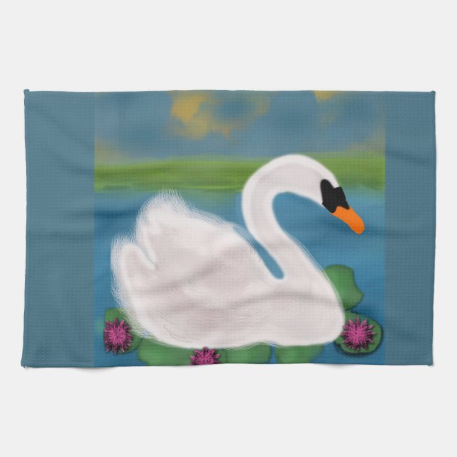 Weiße-Schwan-Malerei Handtücher (Horizontal)