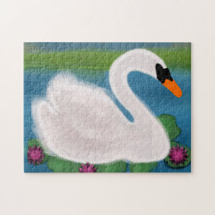 Weiße Schwan Seerosenblätter malen