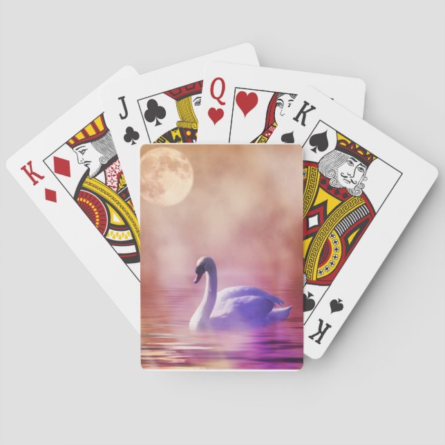 Weiße Schwäne, die auf einem scheußlichen See schw Spielkarten (Rückseite)