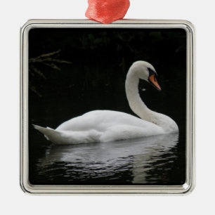 Weiße Schwäne Ornament Aus Metall