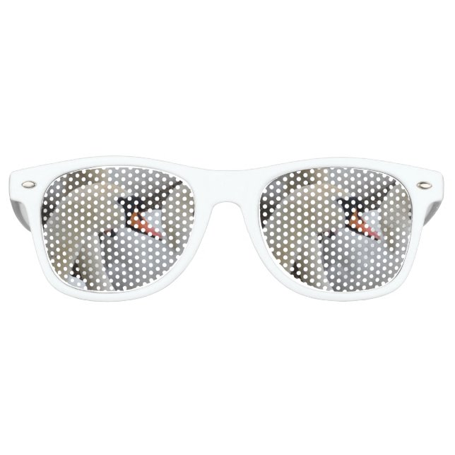 Weiße Schwäne Retro-Party-Schatten, weiß Sonnenbrille (Vorderseite)