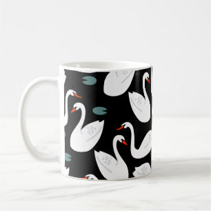 Weiße Schwäne See Nahtlos Tapete Kaffeetasse