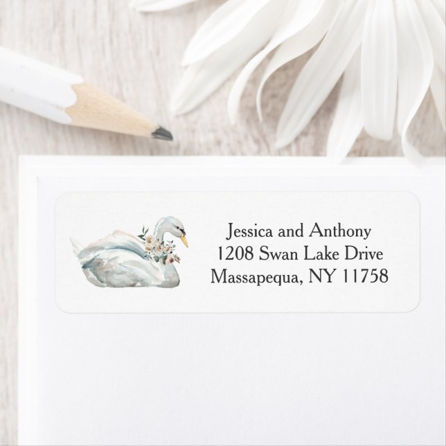 Weiße Schwäne und Rose Blumenkohl Rücksendeadresse (Insitu)