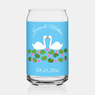 Weiße Schwäne und Wasserlilien Hochzeit nach Maß Dosenglas