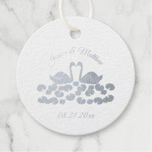 Weiße Schwäne und Wasserlilien Hochzeit nach Maß Geschenkanhänger