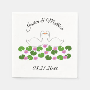 Weiße Schwäne und Wasserlilien Hochzeit nach Maß Serviette