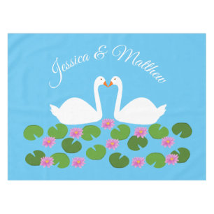Weiße Schwäne und Wasserlilien Hochzeit nach Maß Tischdecke