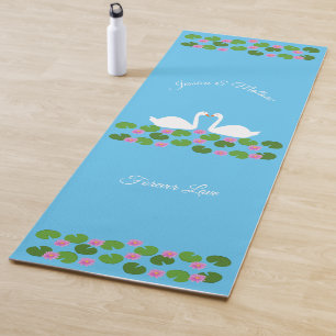 Weiße Schwäne und Wasserlilien Hochzeit nach Maß Yogamatte
