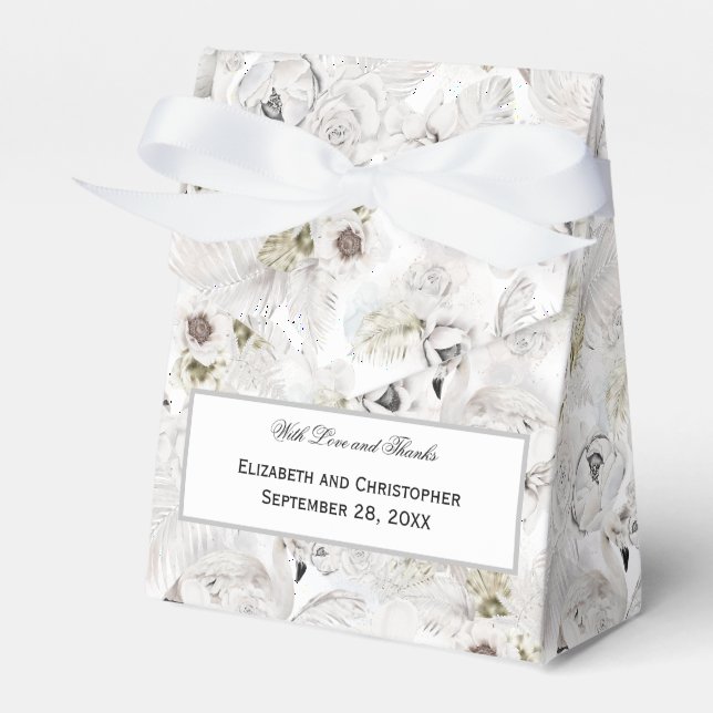 Weiße Schwäne Vögel Elegante Hochzeit Geschenkschachtel (Vorderseite)