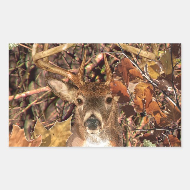 Weiße Schwanz Hirsch Herbst Energie auf einem Rechteckiger Aufkleber (Vorderseite)