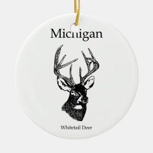 Weiße Schwanz-Rotwild Michigans Keramik Ornament