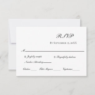 Weiße schwarze elegante formelle traditionelle Hoc RSVP Karte