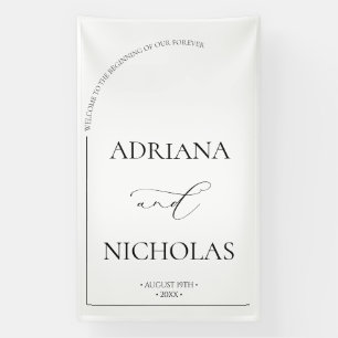 Weiße & schwarze elegante Hochzeitsbegrüßung Banner