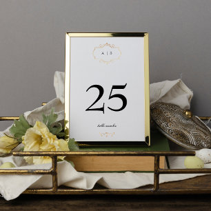 weiße schwarze formelle goldene Krest Monogramm Ho Tischnummer