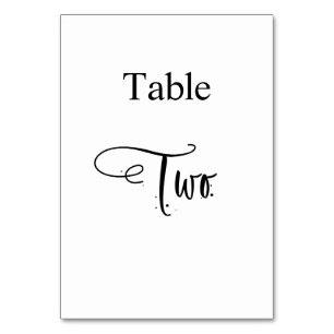 Weiße schwarze Kalligraphie zwei elegante Tischnummer