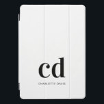 Weiße schwarze Monogramm-Initialen, elegant, moder iPad Pro Cover<br><div class="desc">Ein stilvoller weißer Hintergrund und schwarzer Text. Personalisieren und fügen Sie Ihre Monogramm-Initialen und einen Namen hinzu. Für ihn und sie. Minimalistisch und modern!</div>