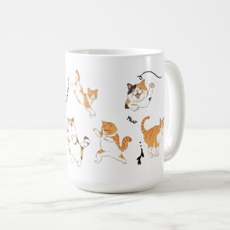 Weiße Schwarze Orange Spielende Katzen  Kaffeetasse