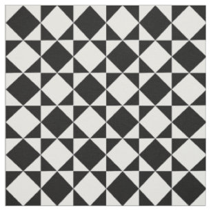 Weiße schwarze Retro-Quadrate Dreiecke Muster Stoff