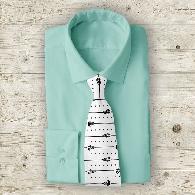 Weiße schwarze Sticks und gepunktetes Linienmuster Krawatte (Von Creator hochgeladen)