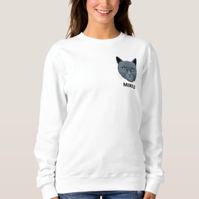 Weiße schwarze süße Katzenmutter benutzerdefiniert Sweatshirt (Vorderseite)
