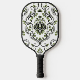 Weiße schwarze und weiße Damaskus-Flora Pickleball Schläger