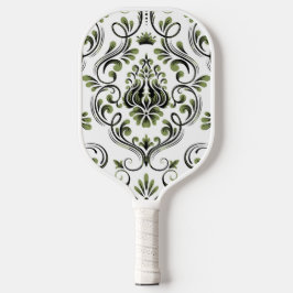 Weiße schwarze und weiße Damaskus-Flora Pickleball Schläger